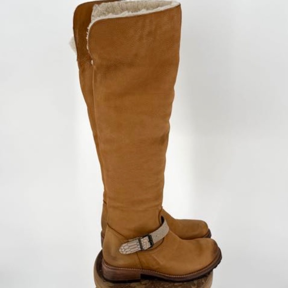 Freebird by Steven Denmark Leather Riding Style Boots Genuine Sheep Fur - Picture 3 of 17